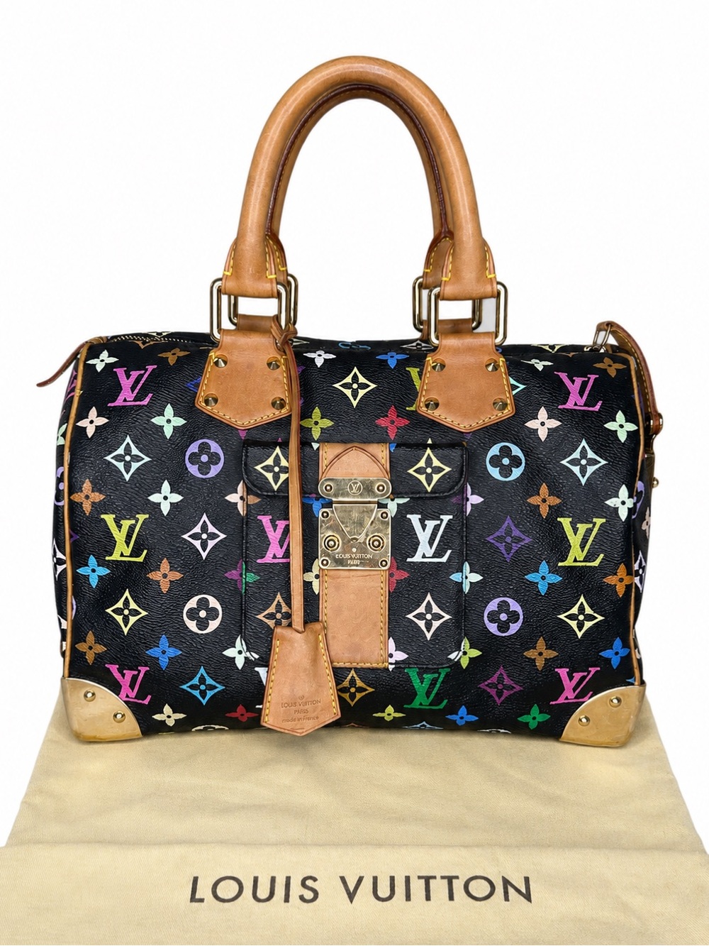 LOUIS VUITTON Takashi Murakami Speedy 30 Noir Bag Multicolor Black Monogram